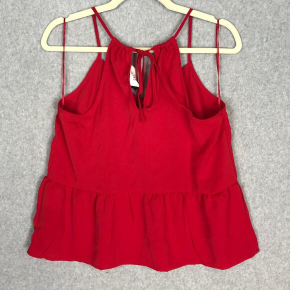 Olive Oak Top Womens Small Red Tank Blouse Ruffle Coquette‎ Romantic Feminine - Picture 6 of 9